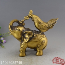 Antique copper collection brass ornaments business gifts copper ornaments film and television props good luck rooster elephant