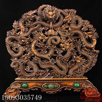 Antiquities play miscellaneous collection Hollow Kowloon Screen Mounted gemstone interior decoration in the living room