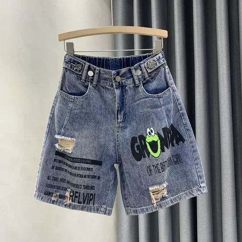 Штаны, летние джинсы, свободный крой, эластичная талия, по фигуре, высокая талия