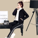 Утепленный демисезонный спортивный костюм для отдыха, бархатный комплект, коллекция 2021, в стиле Шанель, в западном стиле