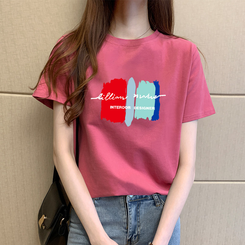 Black women's clothing 2020 new European goods tide large size loose short-sleeved T-shirt summer top wild ins solid color V-neck