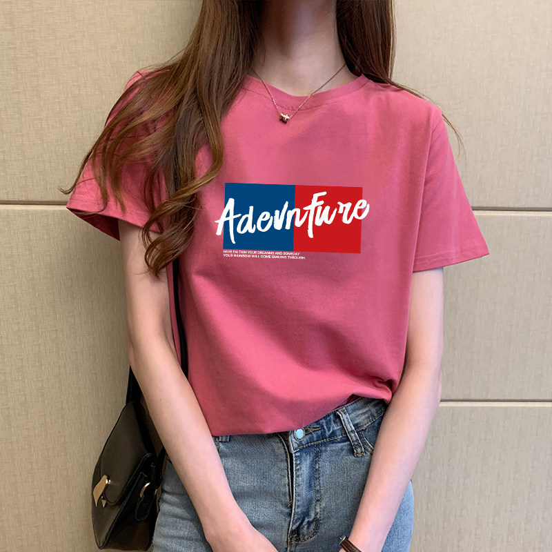 white T-shirt short-sleeved women's clothing 2021 new ins tide summer short section loose simple casual round neck outer wear clothes