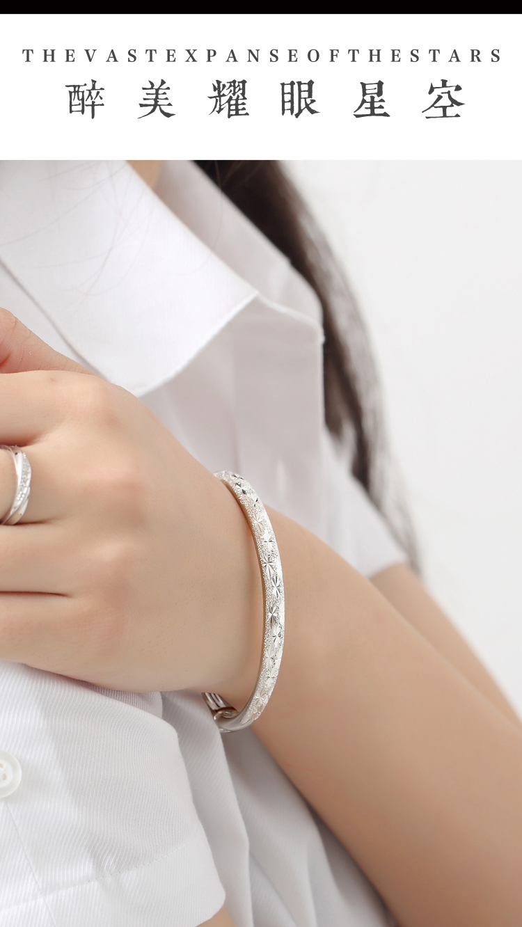 Vòng tay hoàng gia nữ phiên bản Hàn Quốc của vòng tay học sinh đơn giản Sen nhỏ tươi đa năng màu bạc vòng mã não