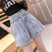 Ultra-cao eo denim quần short nữ mùa hè mỏng 2020 mới của Hàn Quốc phiên bản của phong cách loose-fitting một chữ quần nóng rộng chân