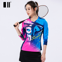 Single and double badminton sportswear women's long sleeve jacket clothing competition commemorative team uniform t-shirt clothes men's t-shirt