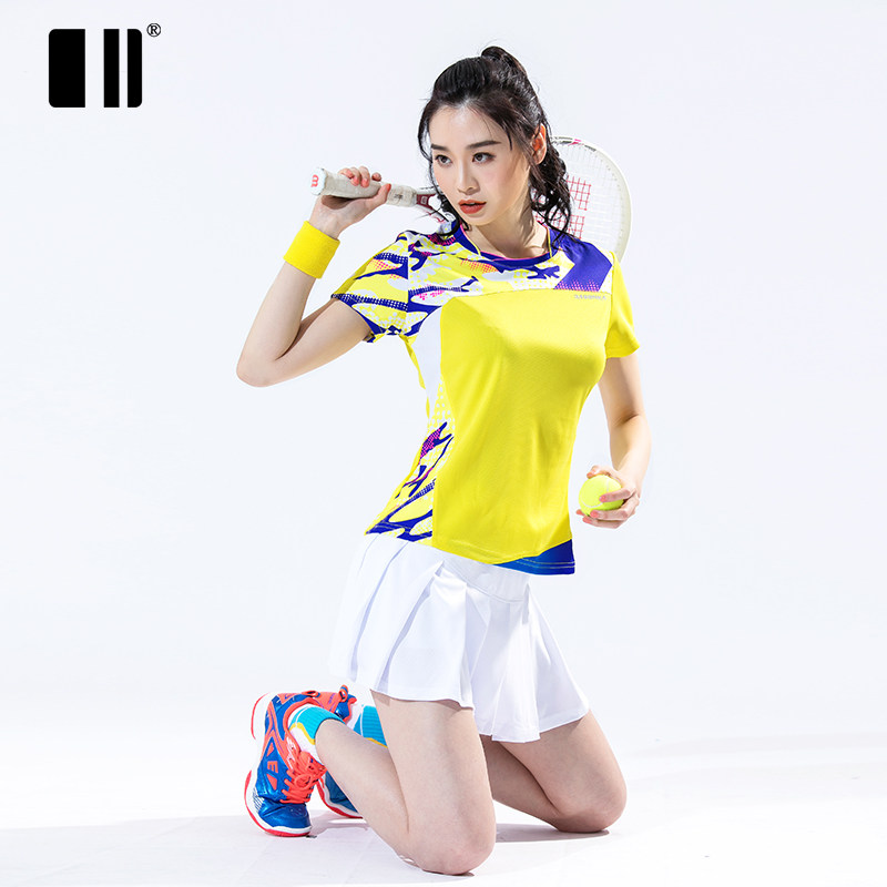 Single and double size badminton clothing quick-drying clothing women's short-sleeved tops T-shirts tennis clothing men's badminton clothing table tennis clothing
