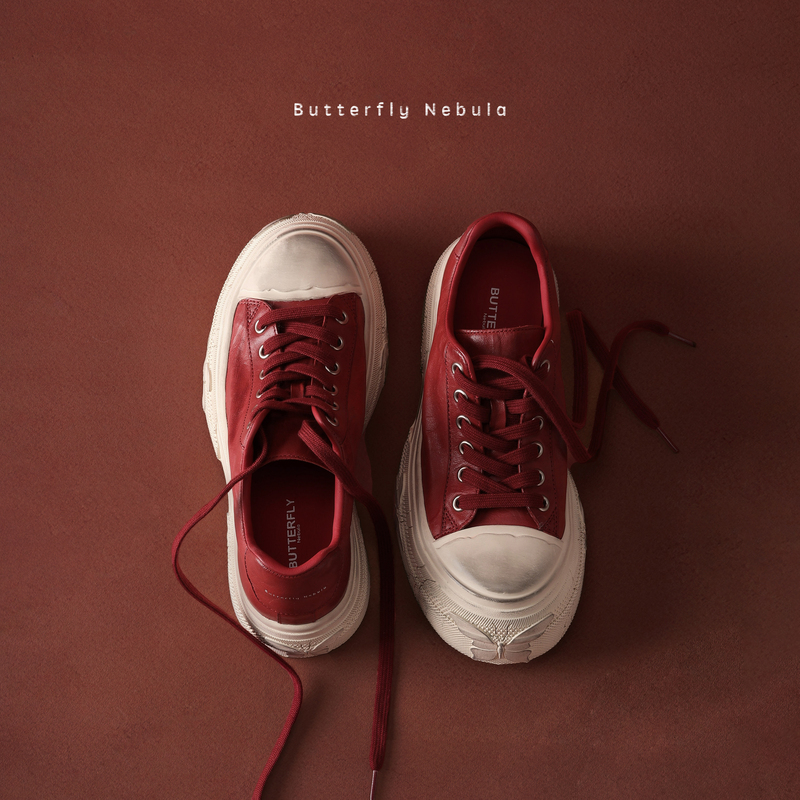 Butterfly Nebula-Horse Star Butterfly Series-Red 2026 Retro Distressed Horse Leather Casual Sports Sneakers