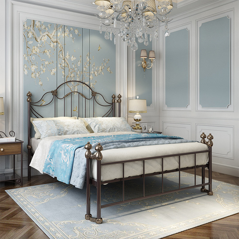 Nordic princess bed 1 5 meters simple light luxury iron bed 1 8 meters reinforced iron bed single double iron frame bed