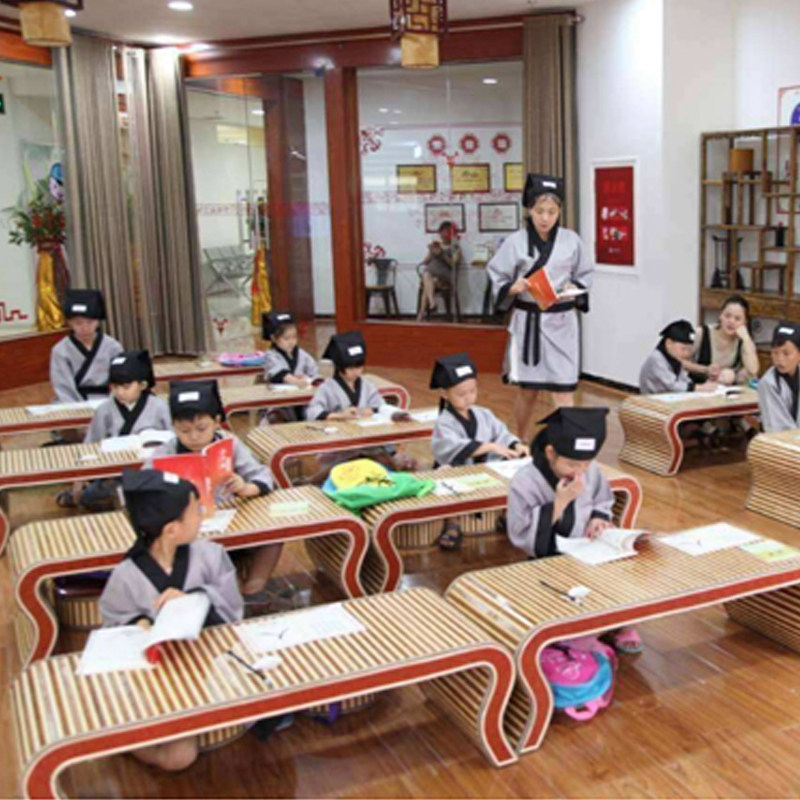 Chinese style antique kindergarten table and chair bamboo weaving tatami coffee table bay window table Go table Kang table piano table