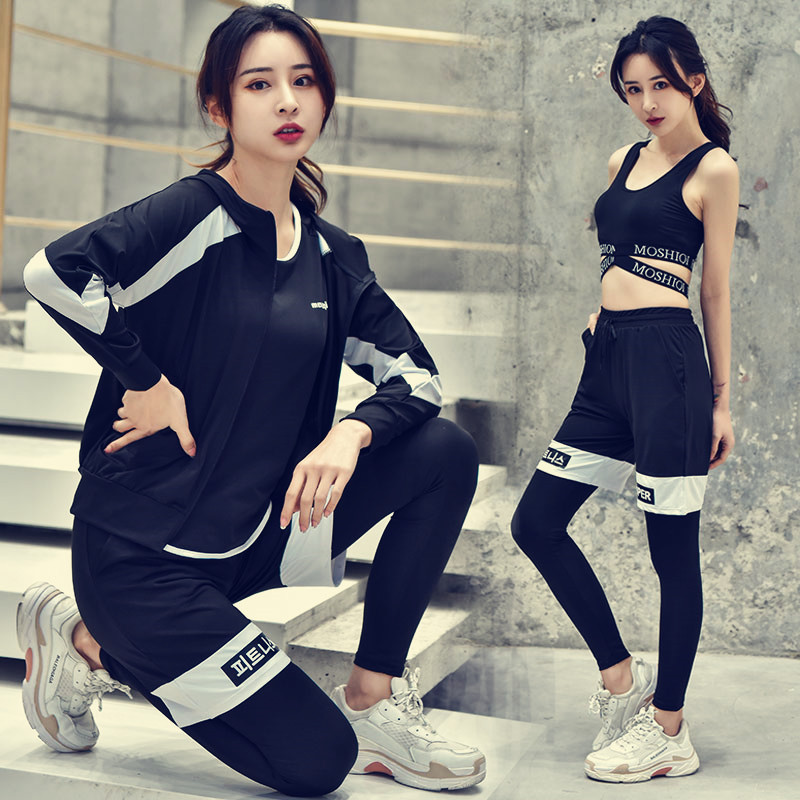 2019 new yoga fitness suit with loose dryer professional running sportswear suit female code