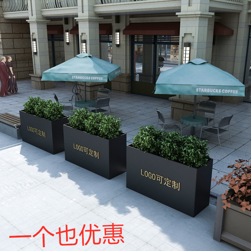 Outdoor flower box outside the commercial street sales department square partition rectangular pot flower rack garden flower bed flower trough