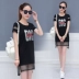 Xuân hè 2018 phiên bản mới của Hàn Quốc diện váy cổ tròn giản dị nữ mùa hè váy thể thao nữ phần mỏng cotton nữ - Trang phục thể thao bộ thể thao nữ Trang phục thể thao