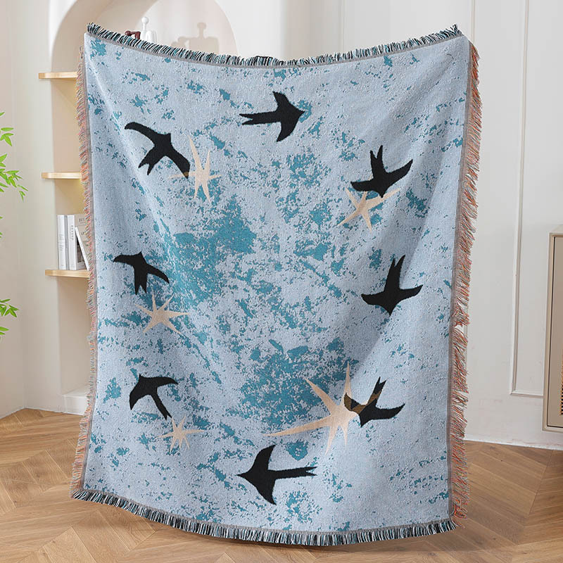 Cross-Border Foreign Trade New Chinese-Style Tapestry DIY Decorative Painting Art Hanging Cloth Cotton Thread Knitted Wall Tapestry Multifunctional Blanket Cross-Border Foreign Trade New Chinese-Style Tapestry DIY Decorative Painting Art Hanging Cloth Cotton Thread Knitted Wall Tapestry Multifunctional Blanket