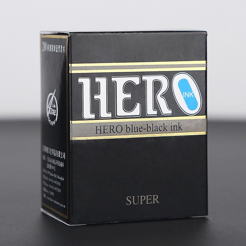 HERO HERO INK 400 BLACK 200 BLUE BLACK PEN INK NON-CLOGGING PIGMENT TYPE NON-CARBON INK 25ML