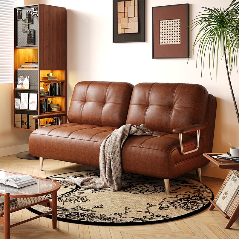 Medieval-Style Fendi Sofa Bed, Foldable and Dual-Purpose, Retro Small Apartment 2026 New Model Double Oil Wax Leather Sofa Bed Medieval-Style Fendi Sofa Bed, Foldable and Dual-Purpose, Retro Small Apartment 2026 New Model Double Oil Wax Leather Sofa Bed