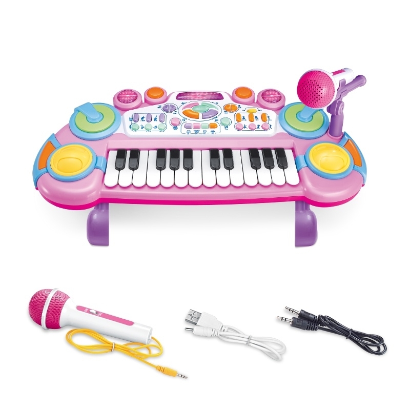 Children's electronic keyboard with microphone Baby beginner multi-function music piano charging 1-3 year old girls to play 