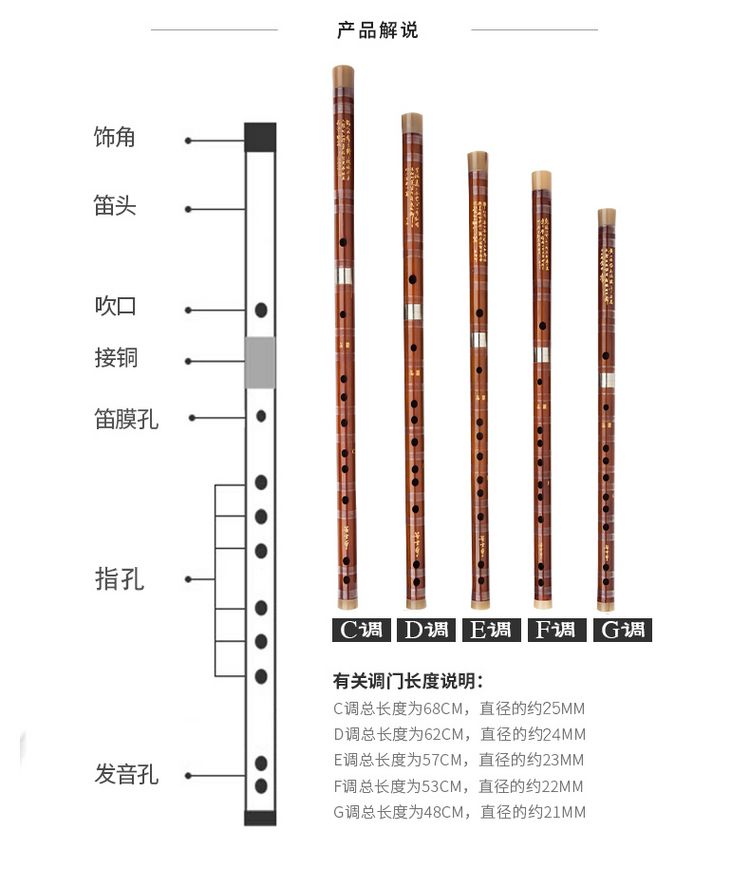 Nhạc cụ Lingsheng Dong Xuehua 8885 sáo hai khúc ký âm sáo thổi sáo trúc chuyên nghiệp sáo trúc - Nhạc cụ dân tộc