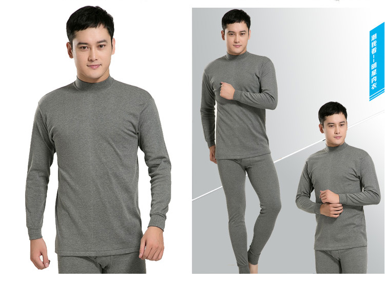 Quần áo cotton mùa thu trung niên quần dài thiết lập quần nam cotton mỏng phần áo len kích thước lớn cổ cao đồ lót nhiệt cotton mùa đông bộ dài tay trẻ em thu đông