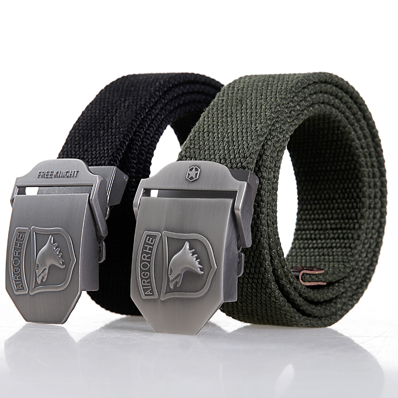 OUTDOOR MILITARY MEMES AUTOMATIC BUTTON CANVAS BELT SPECIAL SOLDIER TACTICAL BELT PANTS WOVEN LEISURE BELT