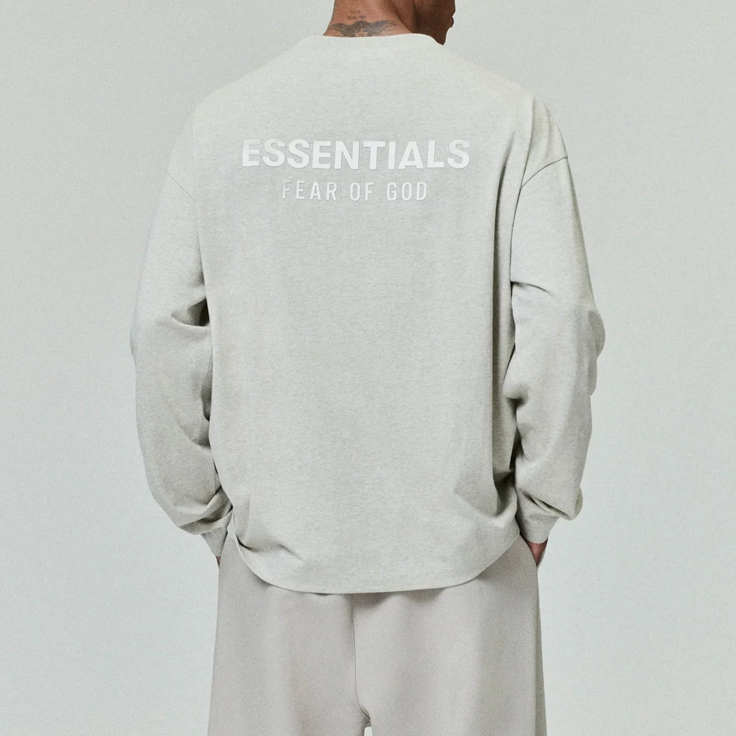 Я не модный FOG ESSENTIALS Сезон 9 Двойная линия высокий уличный повседневный свободный металлPressed круглый вырез длинный рукав мужчина