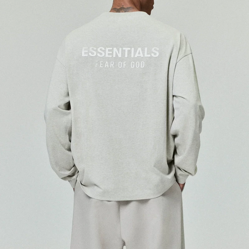 Я не модный FOG ESSENTIALS Сезон 9 Двойная линия высокий уличный повседневный свободный металлPressed круглый вырез длинный рукав мужчина