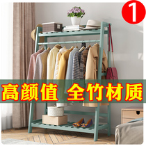  Hanger Floor-standing solid wood coat rack Simple bedroom hanger household clothes rack Simple modern multi-function
