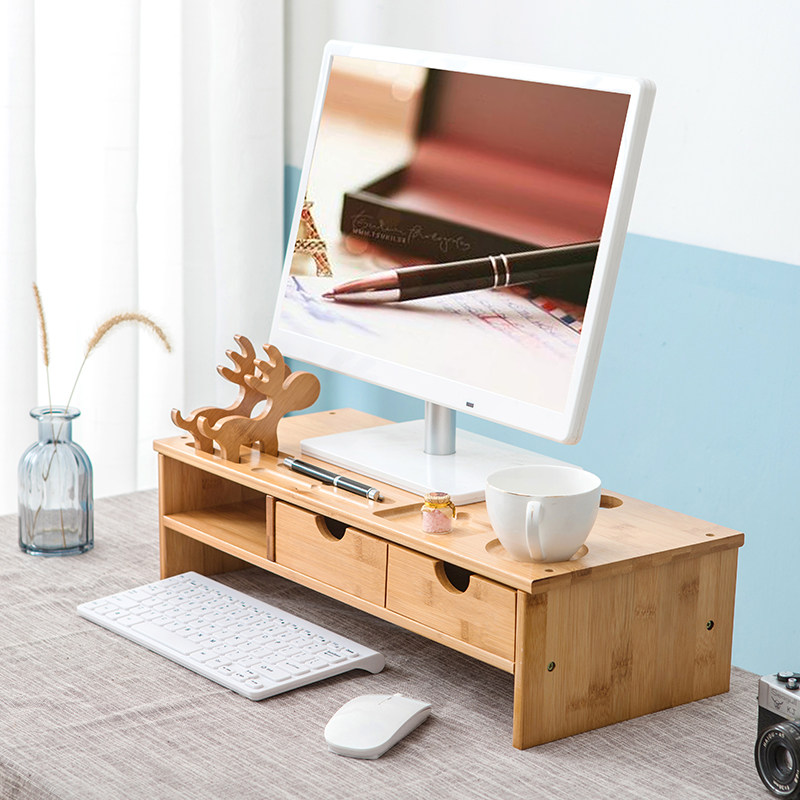 Computer screen increase rack office desktop desktop storage bracket solid wood neck guard screen pad high rack