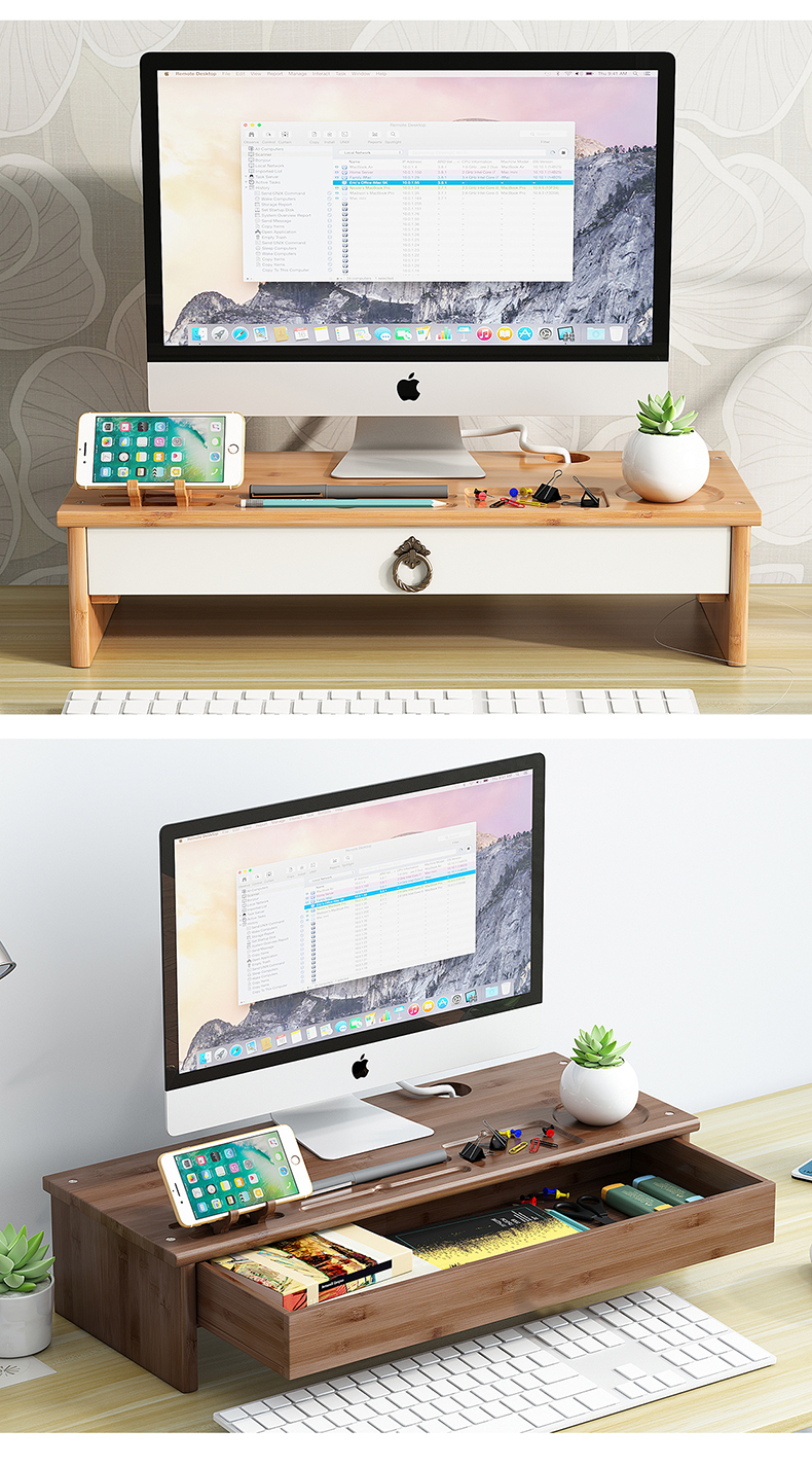 Who real wood display rack shelf office desktop computer desktop base to receive high shelf