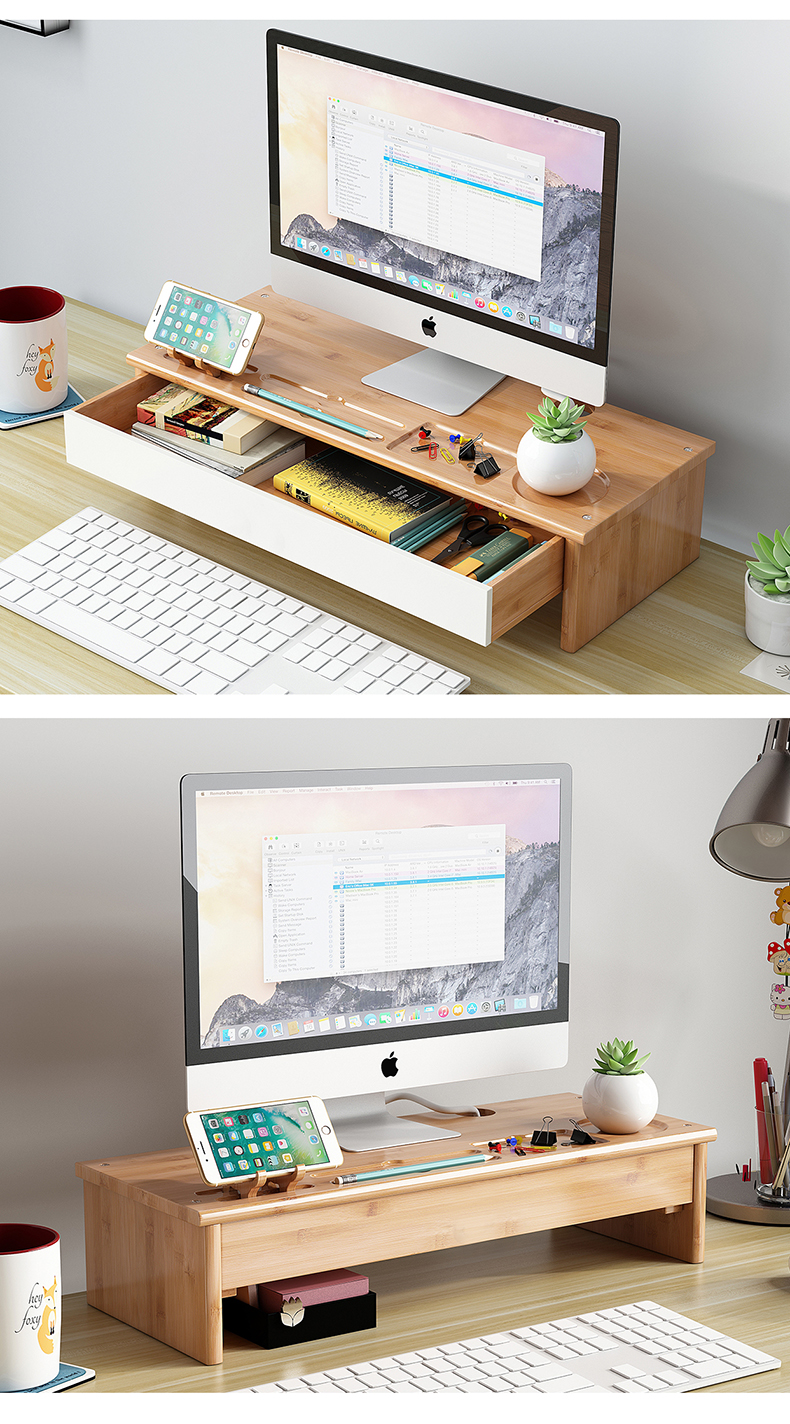 Who real wood display rack shelf office desktop computer desktop base to receive high shelf