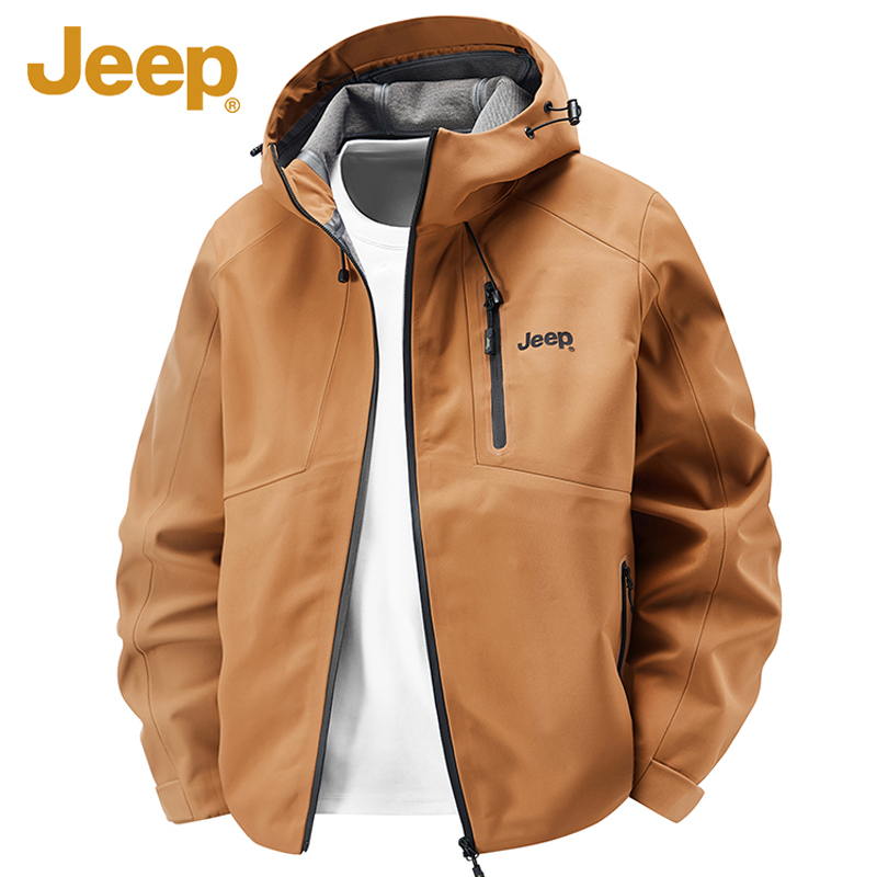 Jeep Genuine Outdoor Soft Shell Jacket for Men, Windproof and Warm Mountaineering Clothing, New Spring and Autumn Jacket, Single-Layer Assault Jacket