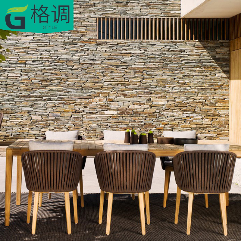 Villa Courtyard Table And Chairs Outdoor Open-air Garden Waterproof Casual Balcony Yard Furniture solid wood Grapewood Creative rattan chair