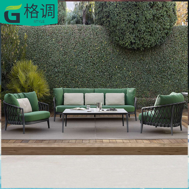 Rattan Chair Sofa Living-room Rattan Trio Biathlon Seat Four Sets Balcony Suit Eurostyle Yard Nordic Outdoor Table and chairs