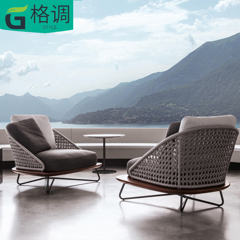 Nordic Outdoor Rattan Sofa Combined Living-room Courtyard Casual Chair Outdoor Open-air Rattan sofa Balcony Fujisie Chair Innate