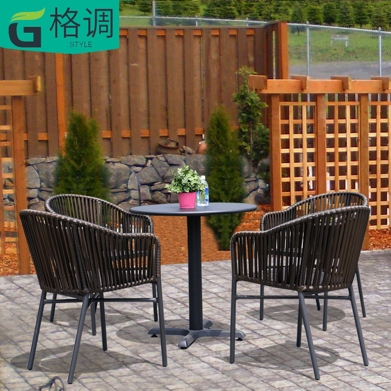 Outdoor table and chairs Courtyard Villa THREE SETS OPEN-AIR GREENHOUSE TABLE AND CHAIRS COFFEE CASUAL CREATIVE BALCONY TABLE AND CHAIRS RATTAN CHAIR