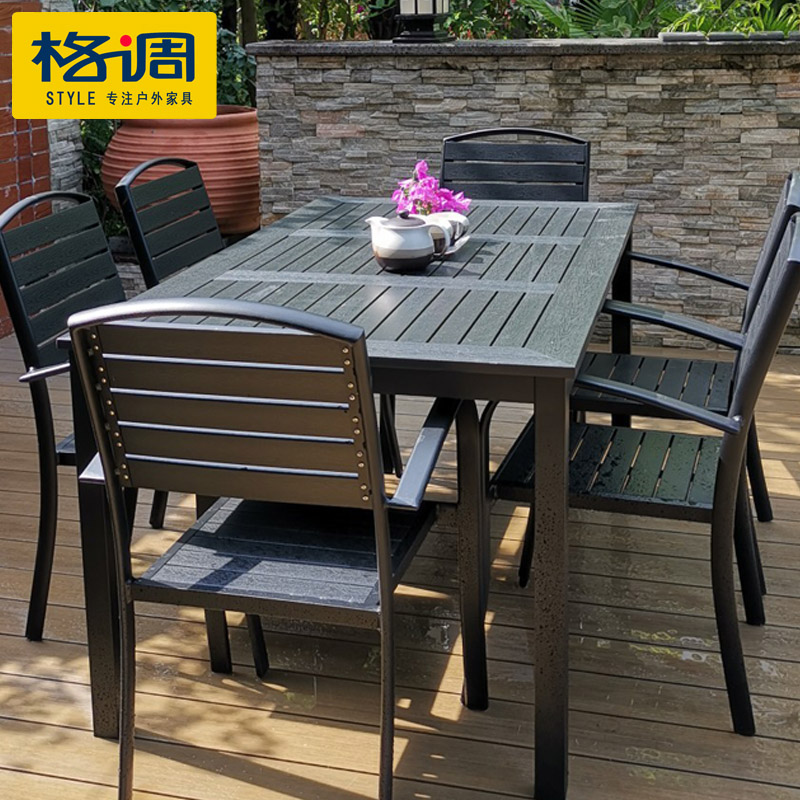 Outdoor Table And Chairs Courtyard Table And Chairs Combined Casual Cafe Outdoor Open-air Balcony Garden Terrace plastic wood table and chairs