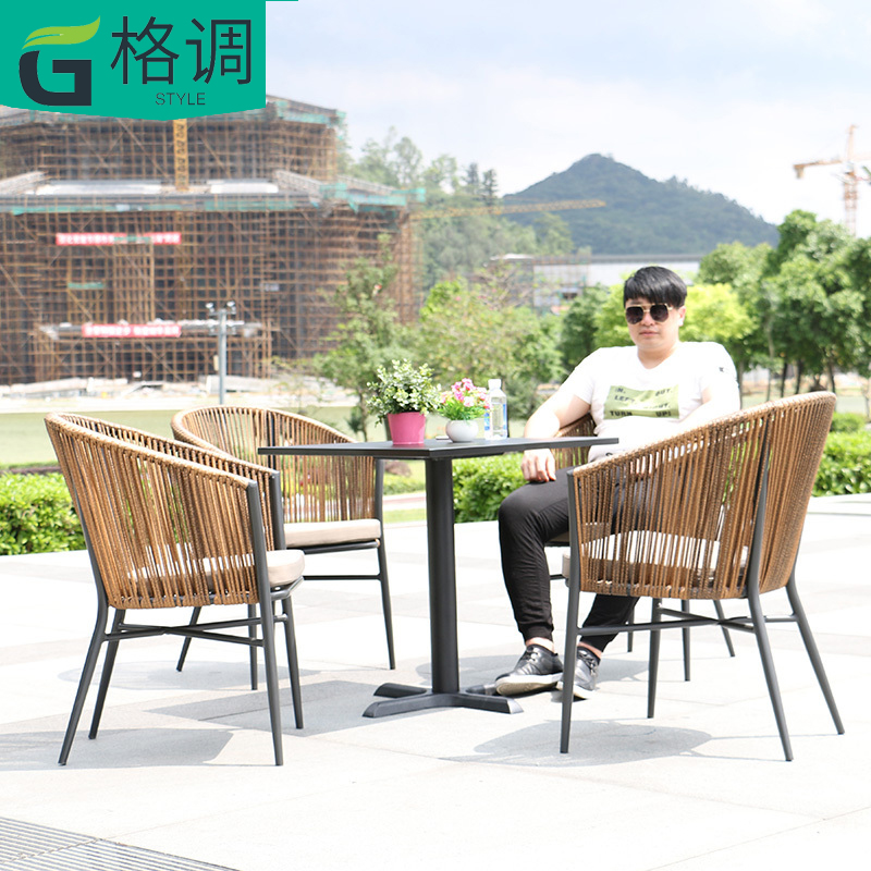Outdoor balcony household vine chair three or five pieces of casting aluminum casual tea several combined courtyard Nordic desk and chair plan model