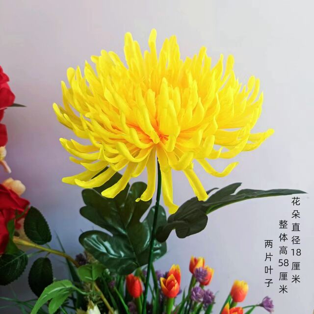 Simulated chrysanthemum ຂະຫນາດໃຫຍ່ chrysanthemum ດອກຫົວມັງກອນດຽວຮອຍທພບ chrysanthemum bouquet simulated ດອກໄມ້ຜ້າໄຫມດອກໄມ້ດອກໄມ້ປອມວາງໄວ້ໃນທໍາມະຊາດ