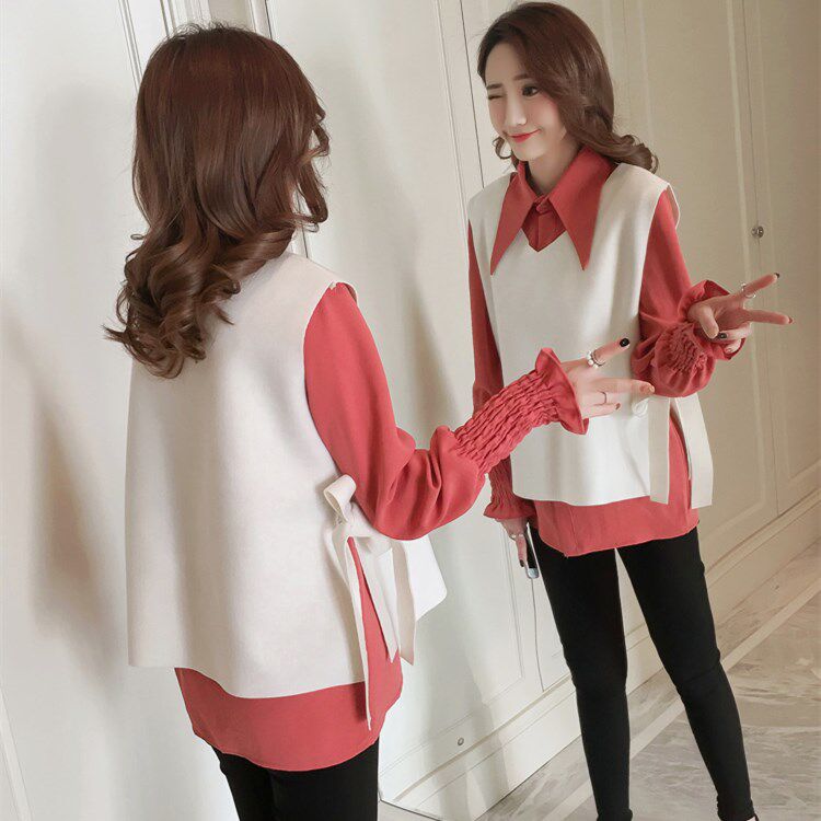 Pregnant women autumn suit fashion autumn and winter new Korean version loose top two-piece set early spring and autumn pregnant women dress