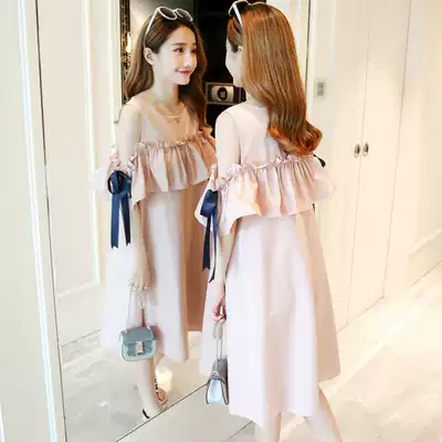 Pregnant women's summer fashion fashion tide new Korean spring summer dress long version pregnant women's dress women