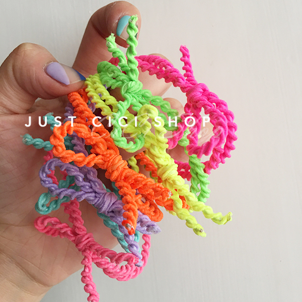 South Korea imported ins rainbow fluorescent candy color double-strand knot super elastic rubber band Hairband hair rope single root for sale