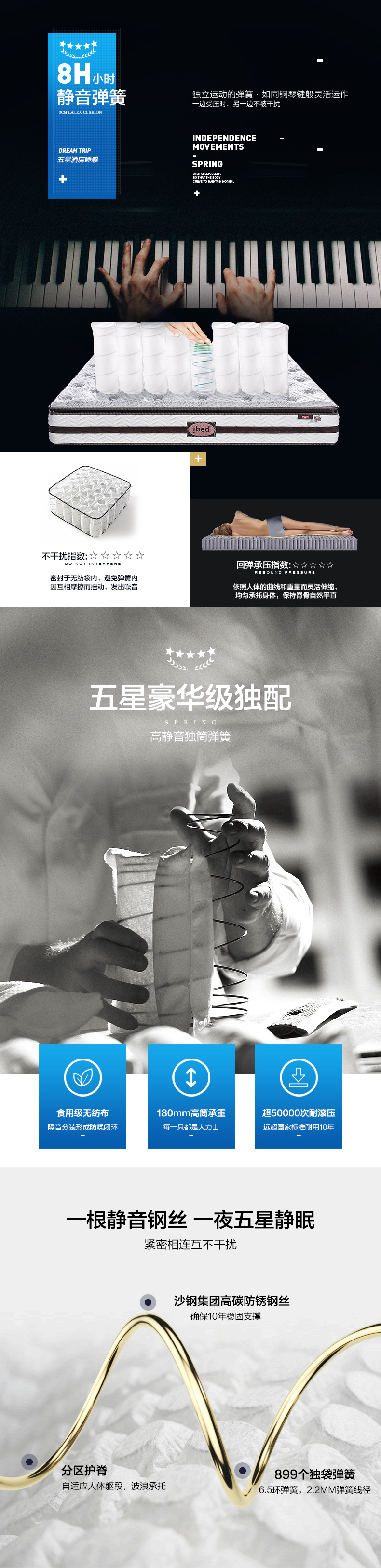 喜临门 舒缦 3CM加厚乳胶+独立袋装弹簧 五星级酒店同款 图7
