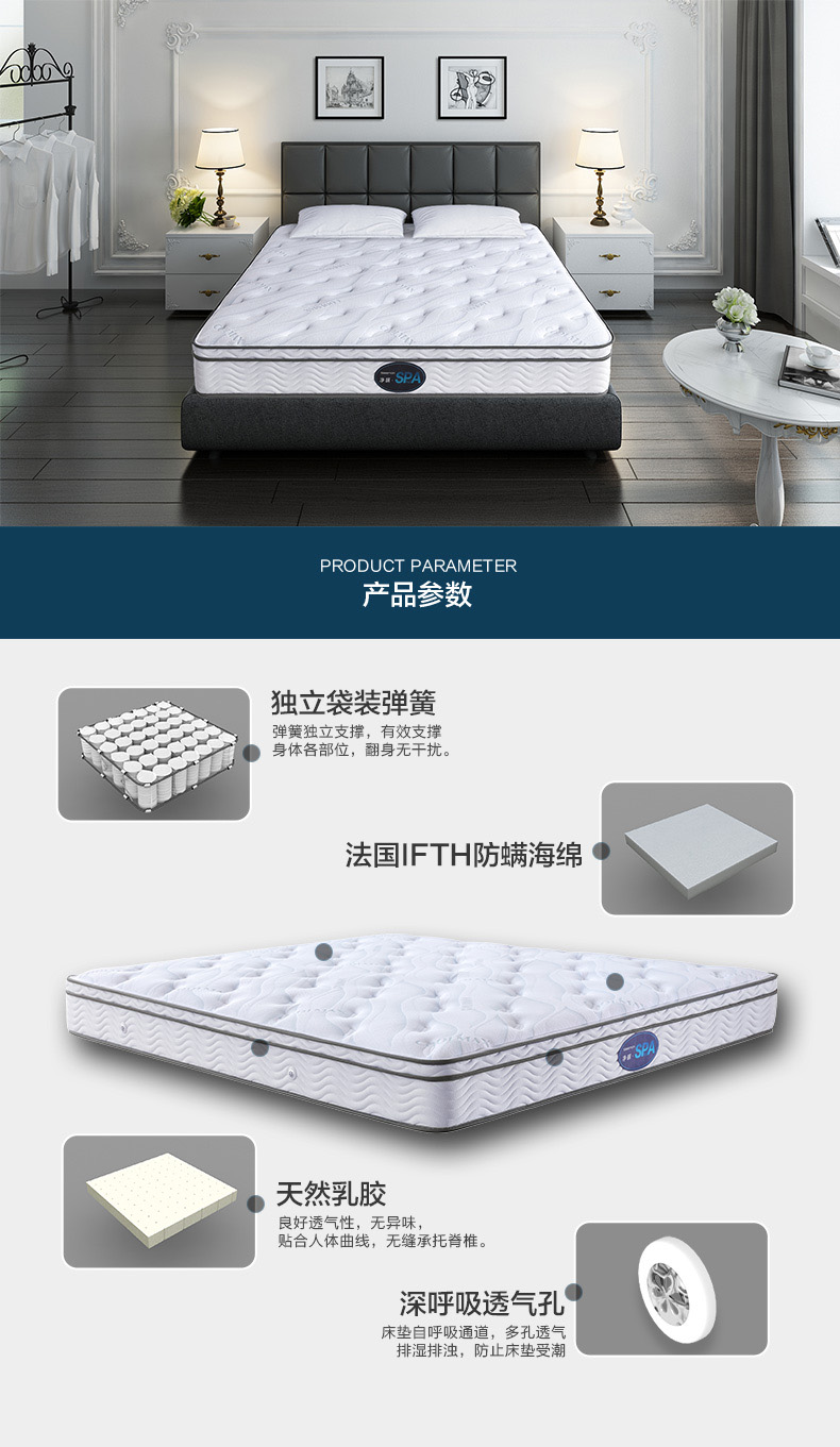 Xilinmen cửa hàng flagship chính hãng Simmons nệm lò xo nệm cao su 1,5m 1,8 m giường spa mite ròng - Nệm nệm gấp giá rẻ