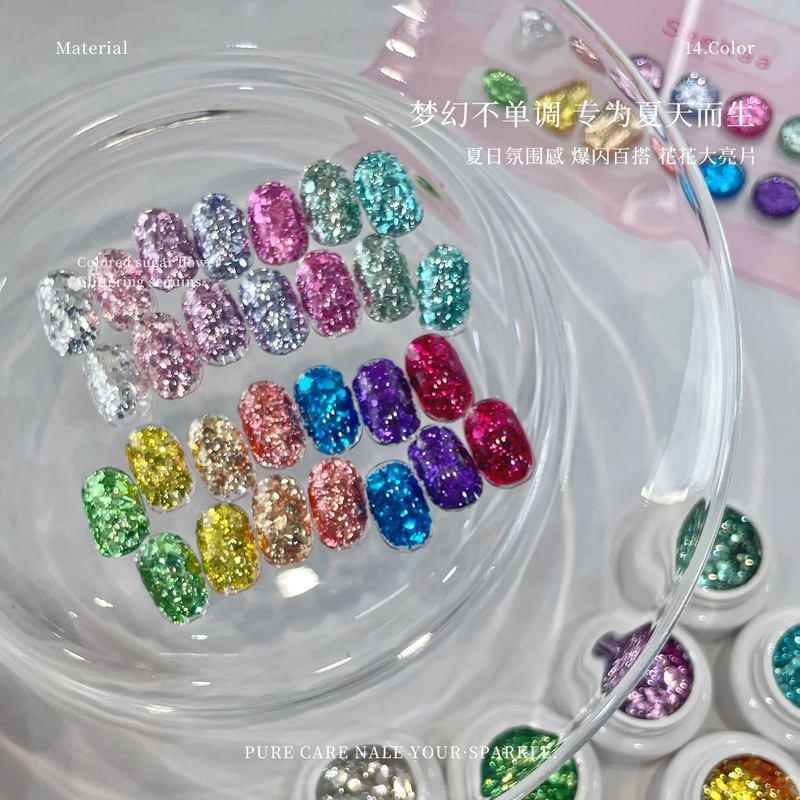 Seekaa Glitter Nail Polish Gel Candy Flower Glitter Nail Art Canned Mixed Glitter Nail Polish Gel