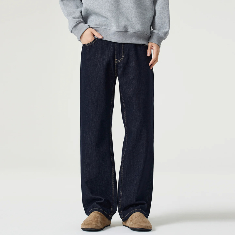 Lee Bradbury Original Loose Straight-Leg Cleanfit Jeans for Men, American Retro Wide-Leg Long Pants