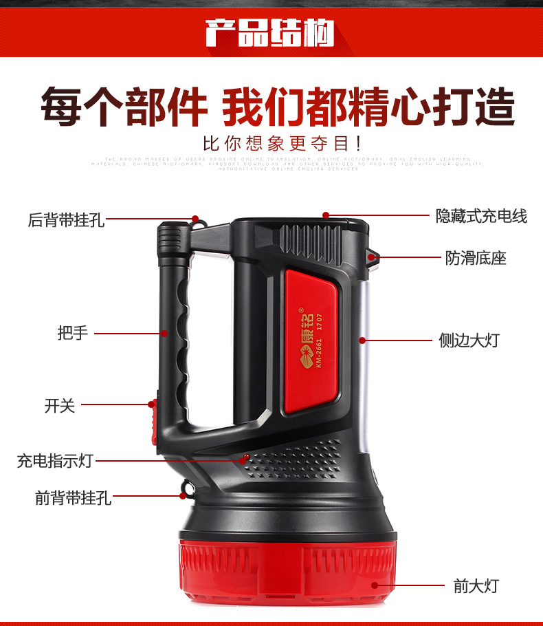 Kang Ming LED chói đèn pin sạc siêu sáng Xenon đa chức năng săn bắn ngoài trời chiếu sáng di động đèn đội đầu siêu sáng