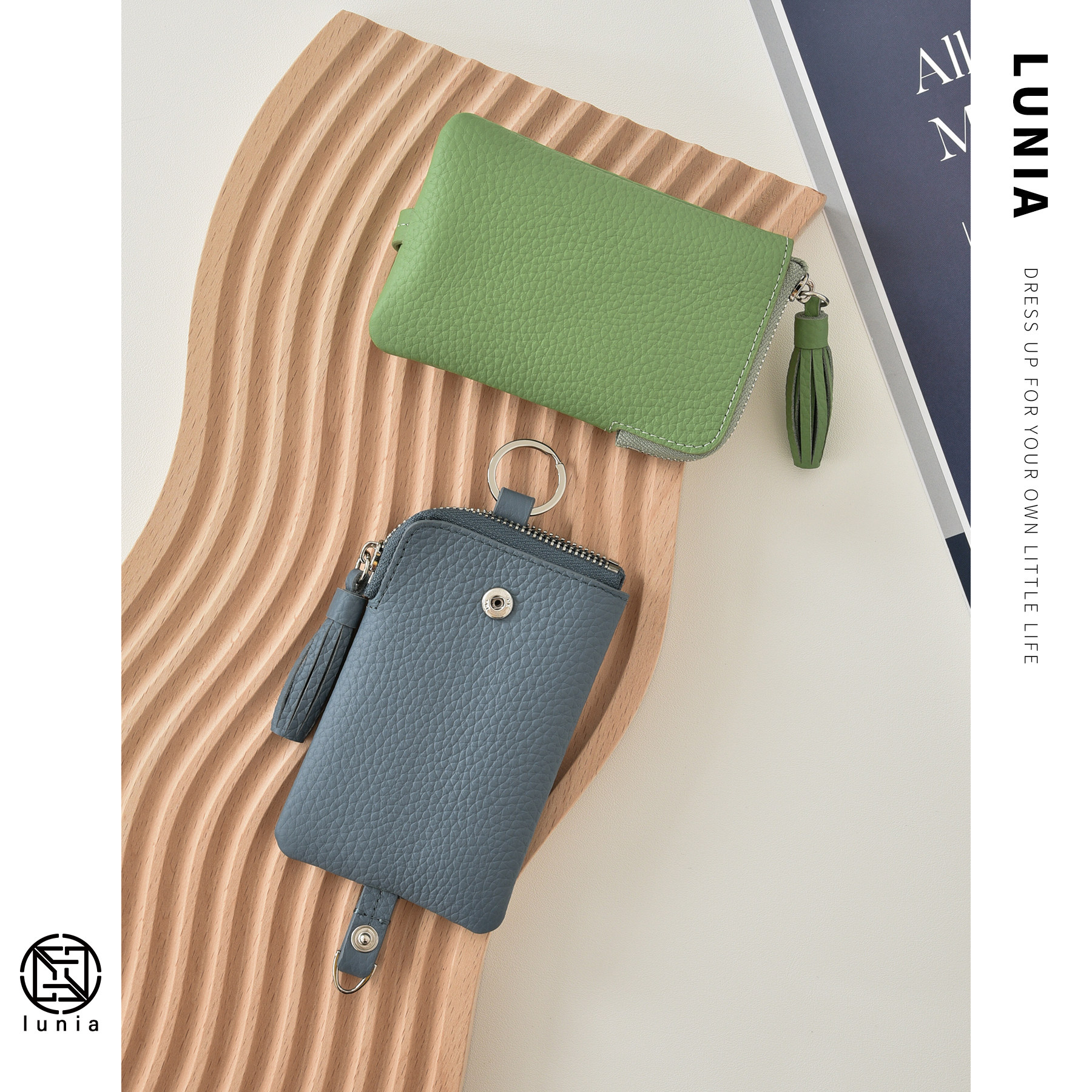 Genuine leather keys package Japan-ROK women's draw Mini zero money bag driving license car lock spoon bag male ultra-thin cow leather card bag