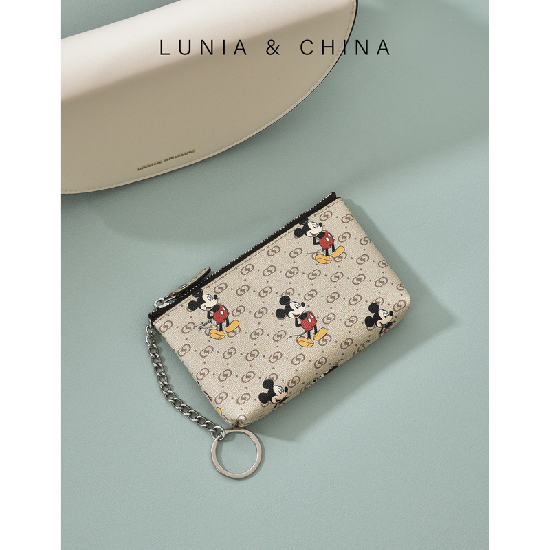 Mickey Mouse Coin Purse Zipper Wallet Leather Wallet Women's Mini Storage Bag Driver's License Bag Compact Trendy Key Bag