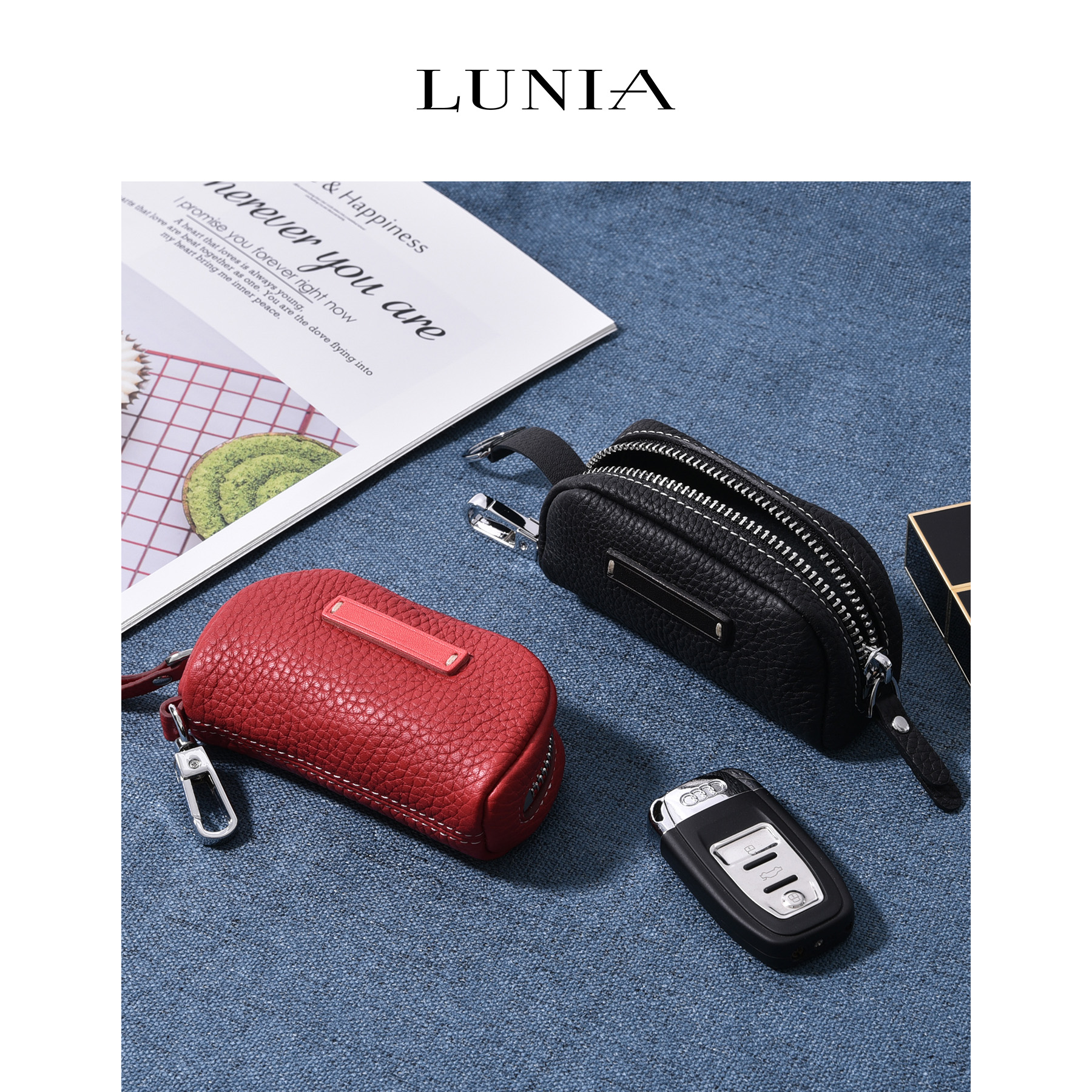 luina leather door key bag ladies mini Korean coin wallet hipster cowhide car key bag lipstick bag
