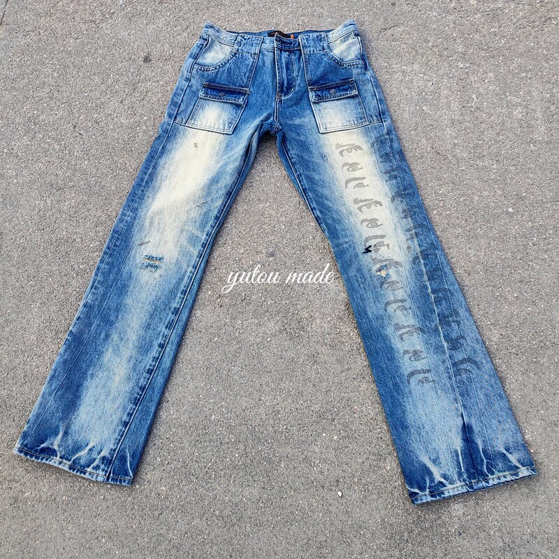 『Exclusive in Stock』Undercover 06Sst Issue Eye Jeans Distressed Dirty Wash Blue Jeans