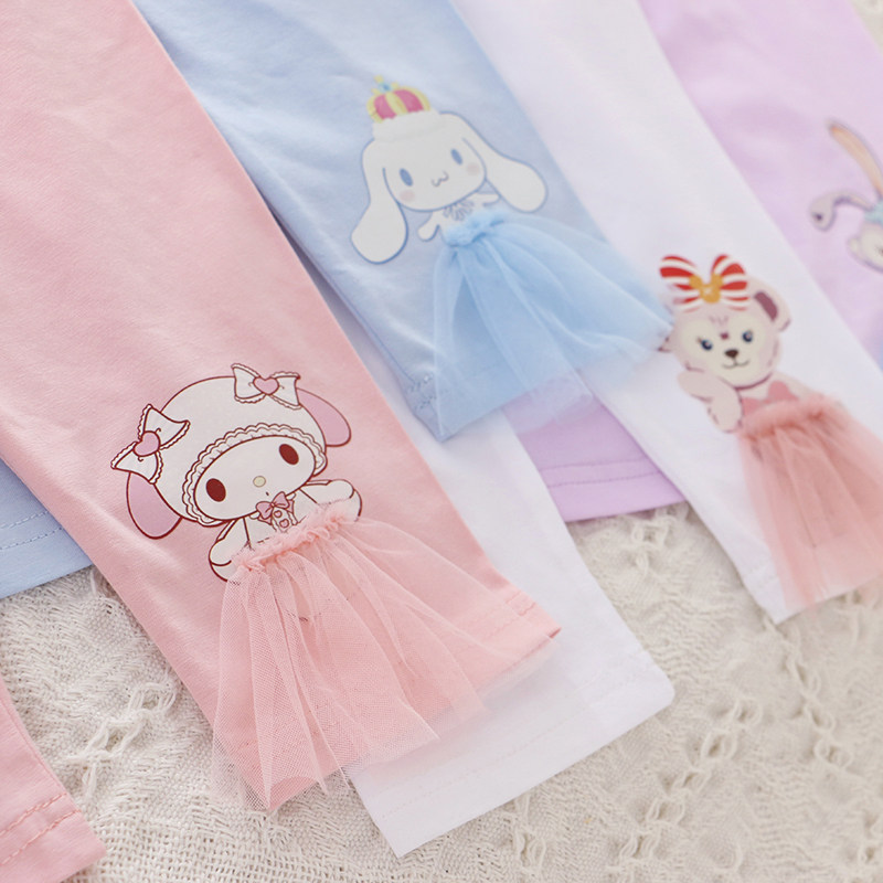 Girl Pure Cotton Elastic Solid Cartoon Seven-Pants Summer New Children 5 Babies 7 Out Of 7 Wearing Thin Inner Lap Pants